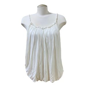 EUC Bedo Comfy Shirred Cream White Spaghetti Straps Tank Top Size Small